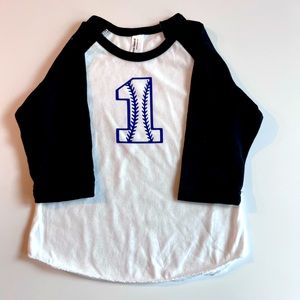 Boys first 1st birthday shirt one baseball raglan tee